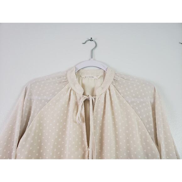 (J5) Ellison Women Romper Short Size M Long Sleeve Buttons Elastic Waist Boho - Picture 2 of 8